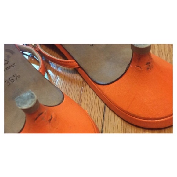 Jimmy Choo Orange Kitten Heel Embellished  Sandals - Picture 4 of 6